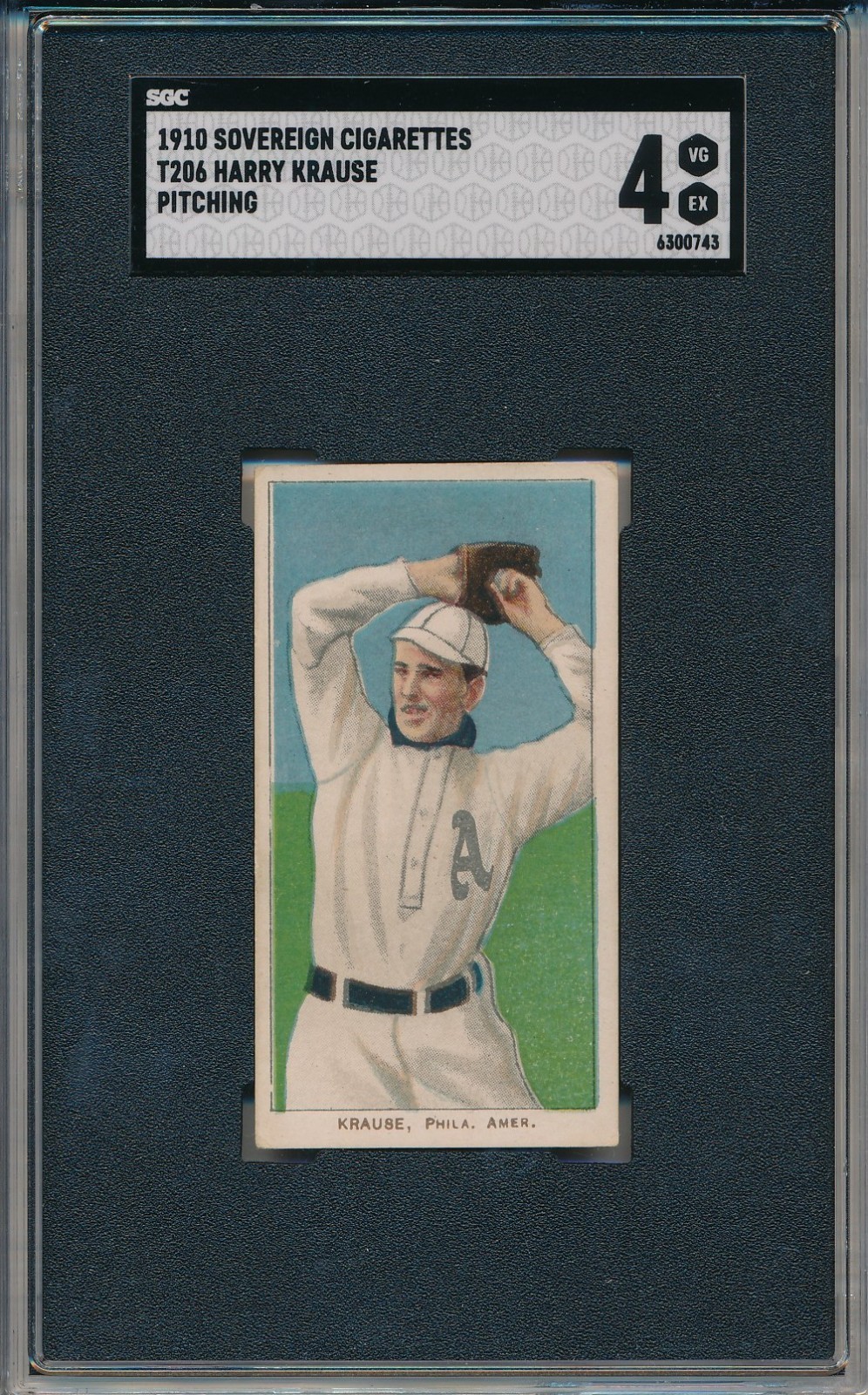 1910 T206 SOVEREIGN - HARRY KRAUSE PITCHING - SGC 4 VG/EX (SVSC)