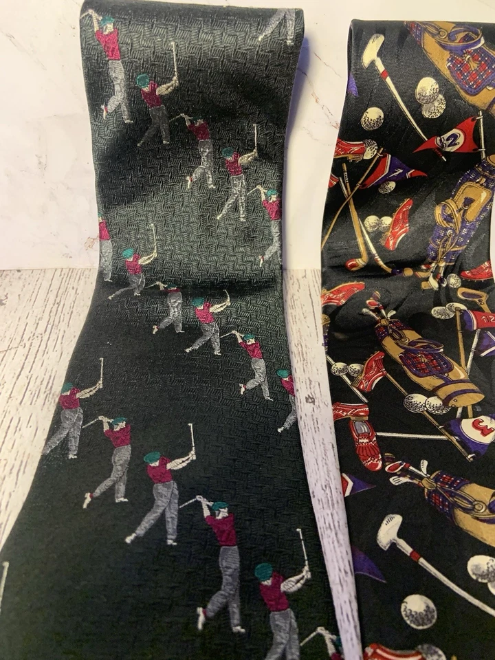 Conjunto de gravata Jack Nicklaus ação golfe swing feito nos EUA gravata de seda lote de 2 - Imagem 2 de 4