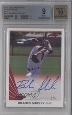 2013 Leaf Memories Auto Red 1/5 Braden Shipley #A-BS1 BGS 9 MINT Auto 0b3