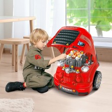 Kids Mechanic Truck Engine Toy Set Car Service Play Set, Red US Stock