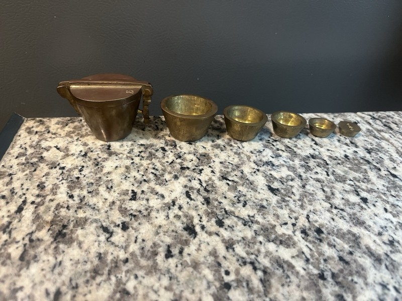 Antique Brass Apothecary Nesting Weights Set of 6
