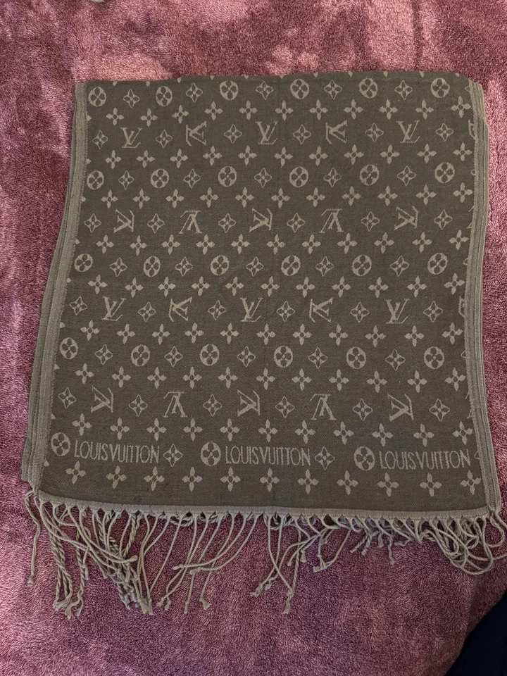 LOUIS VUITTON Marrón Monograma Chal Bufanda/Diadema Envoltura Cachemira/Seda Foto 3 de 3