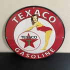 VINTAGE TEXACO LADY OIL MOTOR GASOLINE PORCELAIN SIGN