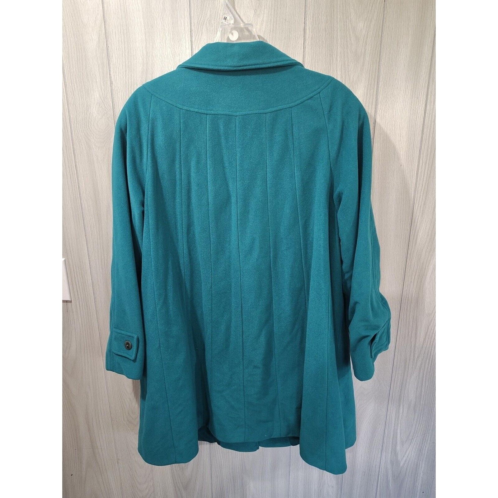 Wool Buttoned Oversized Coat Jacket Teal Green Si… - image 2
