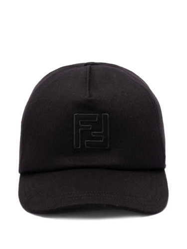 FENDI FF logo Unisex men's women's baseball cap hat - black - wool cashmere