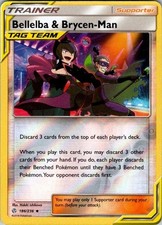 Bellelba & Brycen-Man 186/236 Reverse Holo Pokemon Sun & Moon Cosmic Eclipse NM