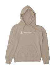 CHAMPION Womens Graphic Hoodie Jumper UK 14 Medium Off White Cotton BC06