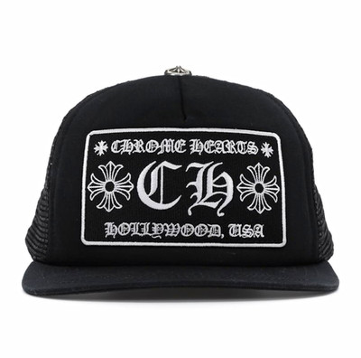 Chrome Hearts CH Hollywood USA Black Trucker Hat Cap One Size Unisex