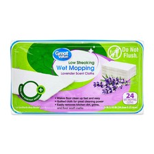 Low Streaking Wet Mopping Cloths, Lavender Scent, 24 Count