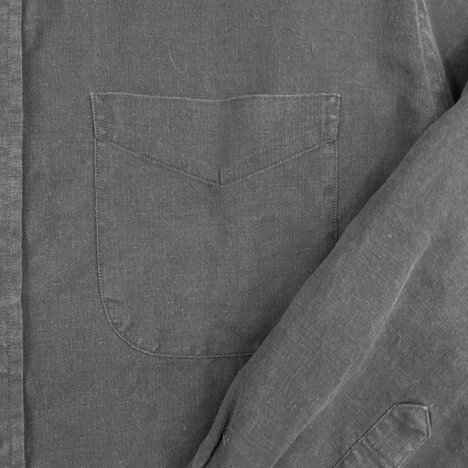 Jos. A. Bank Shirt Mens Large Gray Linen Button Down Long Sleeve Chest Pocket - Image 3 of 4