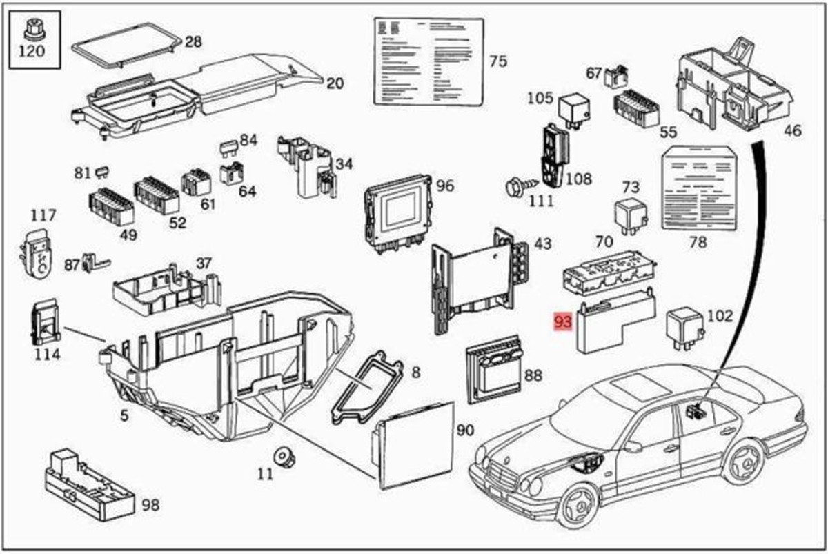 Genuine MERCEDES S202 S210 W210 Sam control unit 0225455332