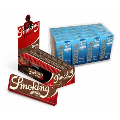 KIT Cartine Smoking Brown 70mm- 50 Libretto + Filtri Rizla Ultra Slim da 5,7 mm