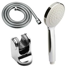 Large Round ABS Handset,Rounded Parking Bracket, 1.5m Shower Hose Combo - Chrome