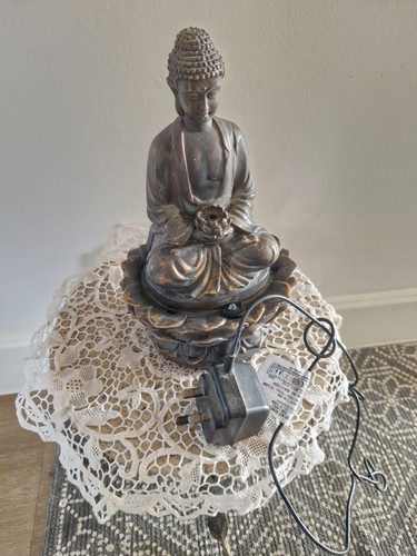 Bronze Cast Resin Indoor/Outdoor Meditating Buddha Fountain with LED Light - Picture 3 of 7