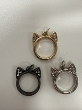 Rhinestone Cat Matching Friendship Pendant Charm Set Of 3