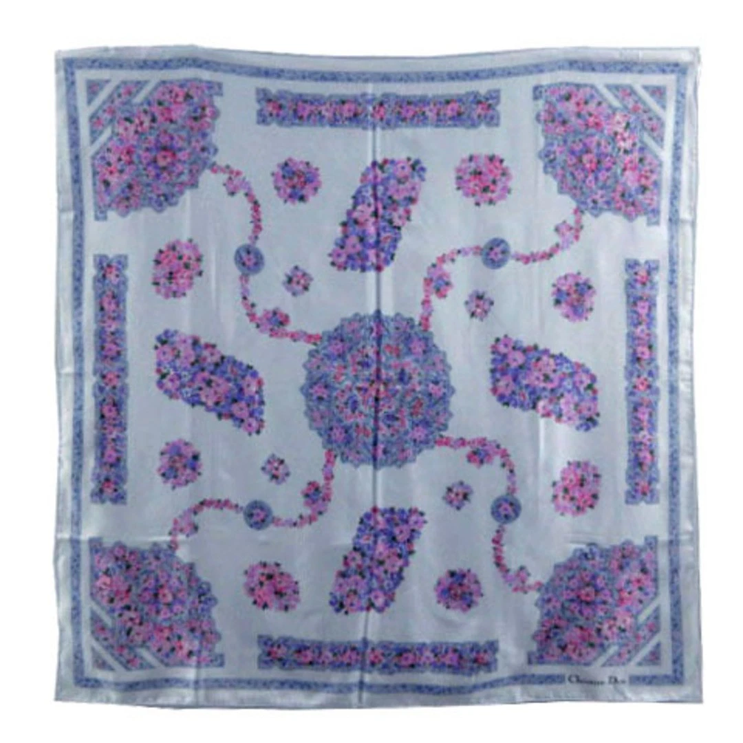 Christian Dior grand logo imprimé motif floral bleu multicolore occasion 097ec2b75c4