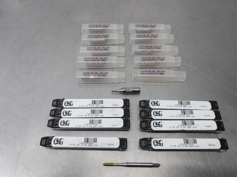 Lot Of 18 NEW! Assorted HSS (10)5/64" Endmill (8)4-48 H4 Tap -Various (As Shown)