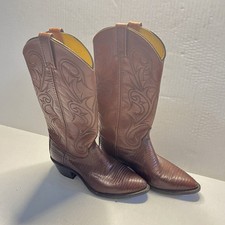 Vintage Dan Post Women  s Genuine Lizard Western Boots Brown 7M Style 451J USA