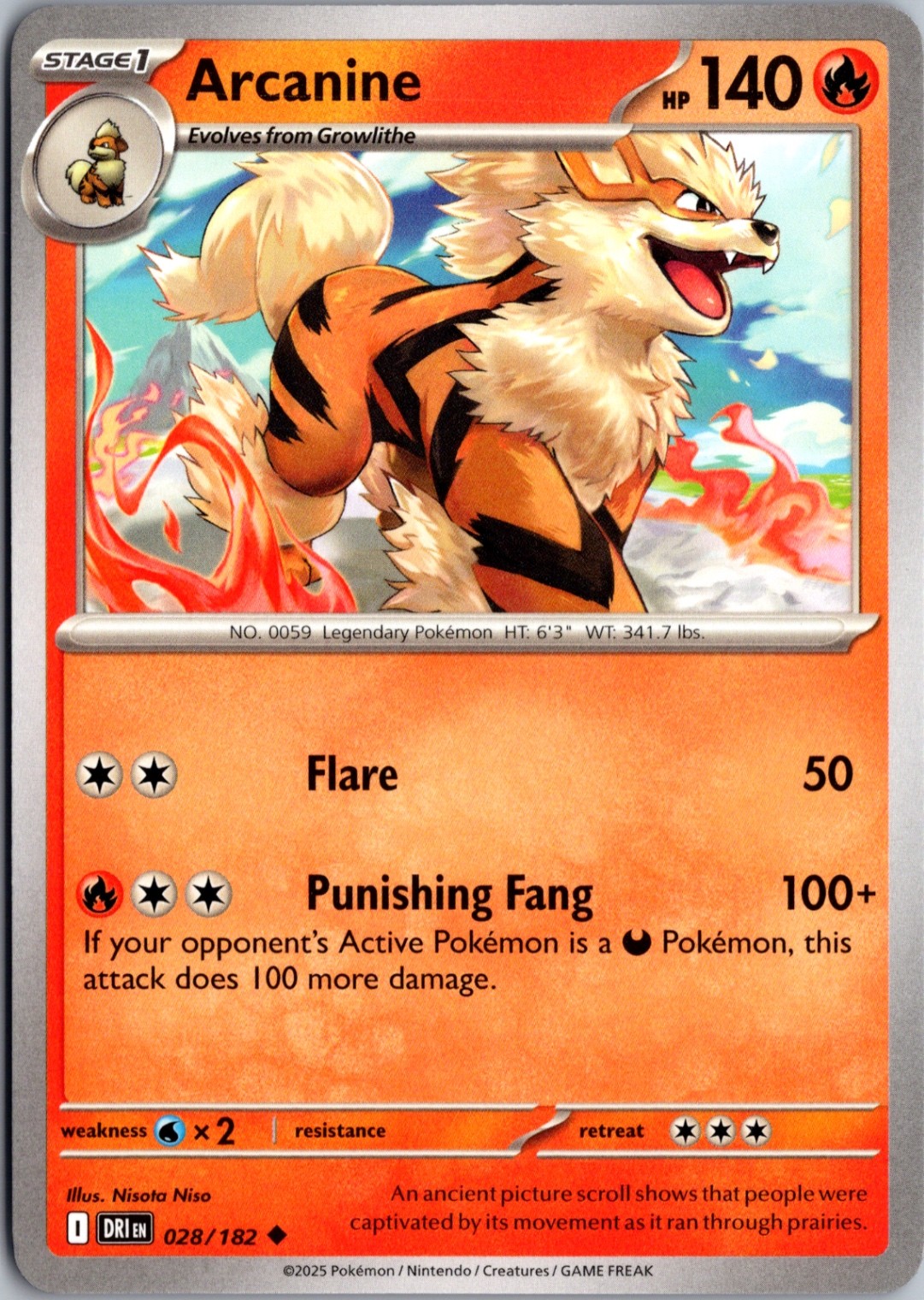 Arcanine Normal Uncommon SV10: Destined Rivals 028/182 NM