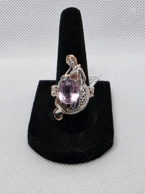 Gems En Vogue M Valitutti Sterling/Palladium Meerjungfrau Kunzit Ring Größe 8 Neu mit Etikett