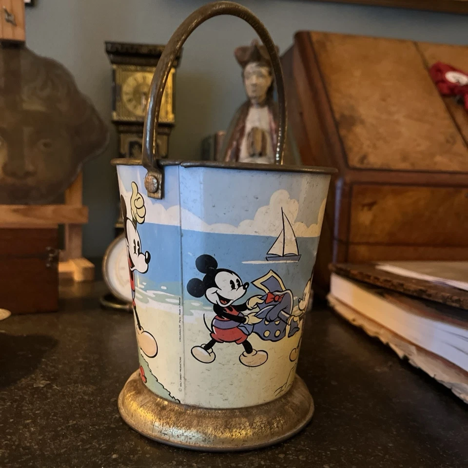 Ancien Seau de plage illustrations MICKEY -DINGO- DONALD - Photo 3/4