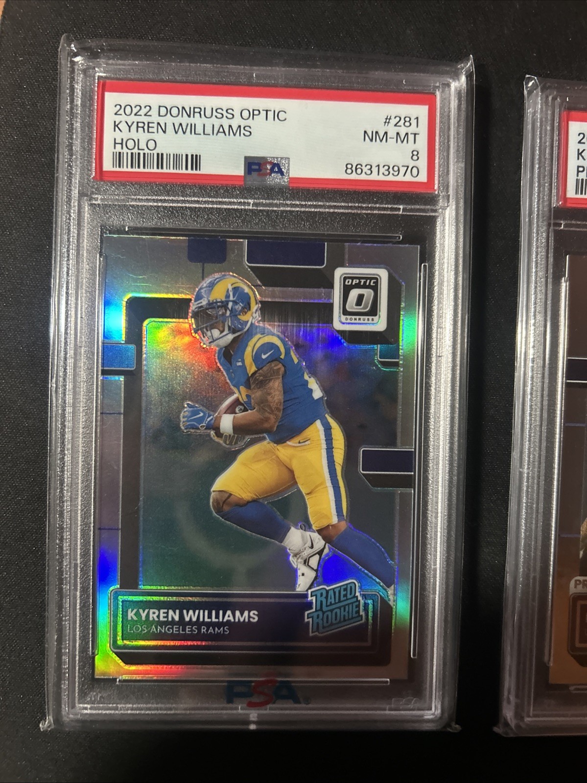 Kyren Williams 2022 Donruss Optic PSA 8/press Proof Silver PSA 7 (2)card Set