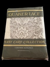 Vintage Quaker Lace Tablecloth White Oblong 54”x70” Barcelona Made In USA NOS