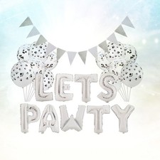 Pet Party LETS PAWTY Balloon Set 1pc Pennant 6pcs 12 Inch Sequins Balloons 6pcs