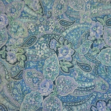 VTG Peter Pan Fabrics Cotton Quilt Print - Blue/Green Floral Paisley - 3/4 yd