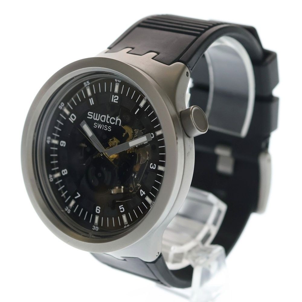 Swatch DARK IRONY Wristwatch Clear Dial Quartz Black SB07S105 Mens 