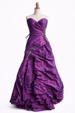 Vintage Y2K Mori Lee Purple Beaded Strapless Prom Gown Formal Dress SIZE 13/14