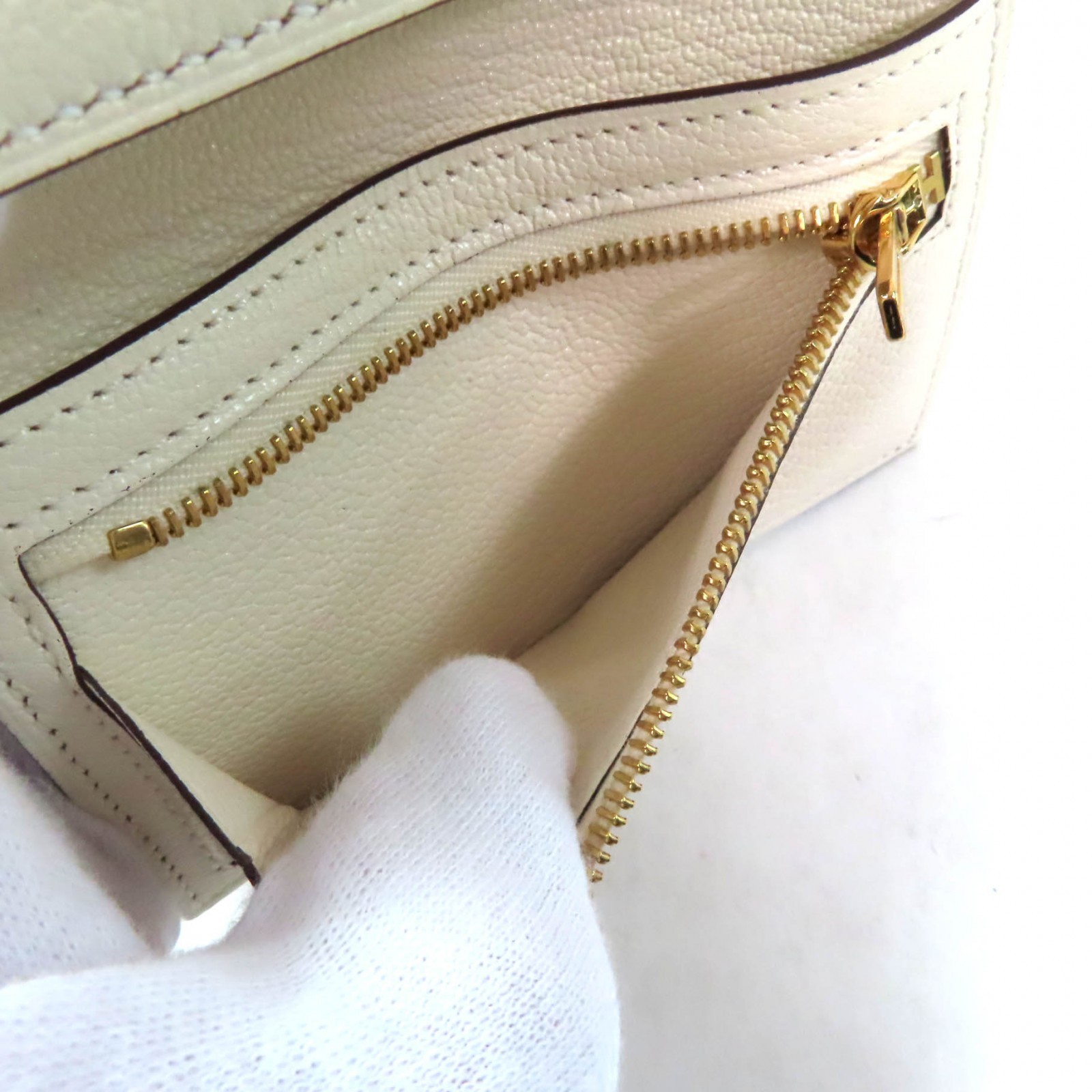 HERMES Tri-fold wallet Bearn combine H Logo Metal Compact Wallet Shave Women thumbnail 7