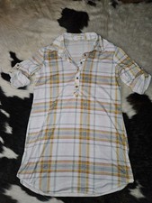 Eden & Olivia Yellow Plaid Button Down Flannel Dress Size Small