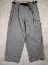 ExOfficio Men's 3/4 Hiking Pants M 30x25 Gray Nylon Belted Cargo Outdoor Travel