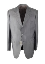 Corneliani Gray Striped Wool Silk Suit Size 54 / 44R U.S. New With Tags