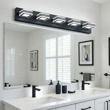 32'' Vanity Light 5 Lights Dimmable LED Bathroom Over Mirror Wall Fixture Black