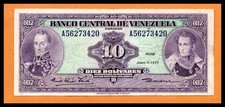 Venezuela VF Note 10 Bolivares 1977 P-51 (Currency Banknote Paper Money)