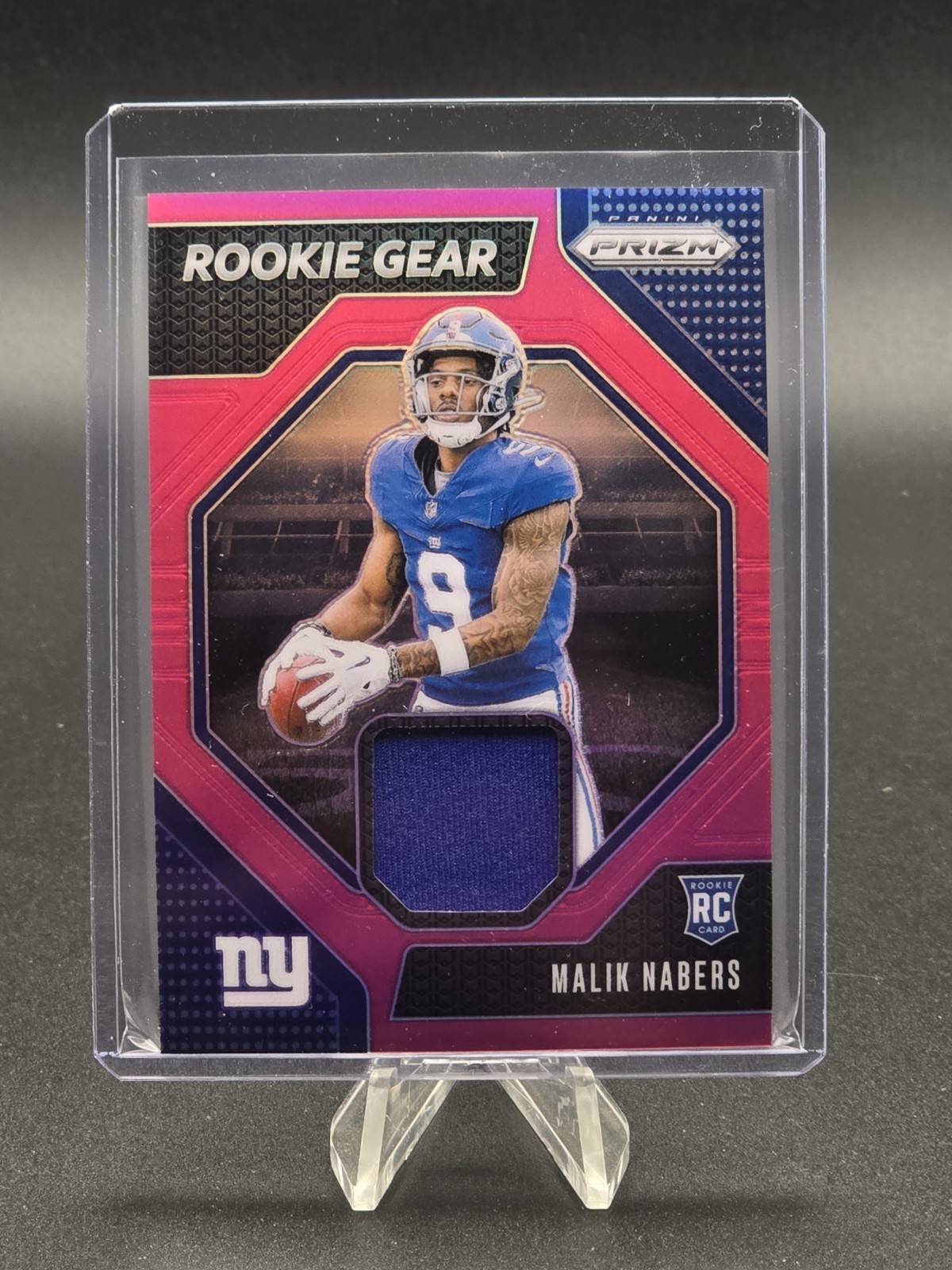2024 Panini Prizm - Rookie Gear Malik Nabers #RG-MNS Pink Prizm (MEM, RC)