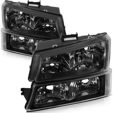 Headlight Assembly Chevy Avalanche 1500 2500 03-06 Black Housing Clear Lens