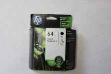 HP INK CARTRIDGE 64 2-PACK BLACK  TRI-COLOR "ORIGINAL" "GENUINE" EXP 11/2023