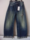 New Zara Blue TRF Mid Waist Ripped Baggy Folded Jeans Size: UK 10