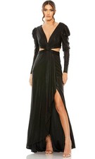 Women's Mac Duggal Black Long Sleeve Cutout Maxi Dress Size 4