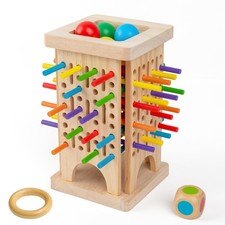Montessori Wooden Board Game with 30 Colorful Sticks  Dice  Math Educationa...