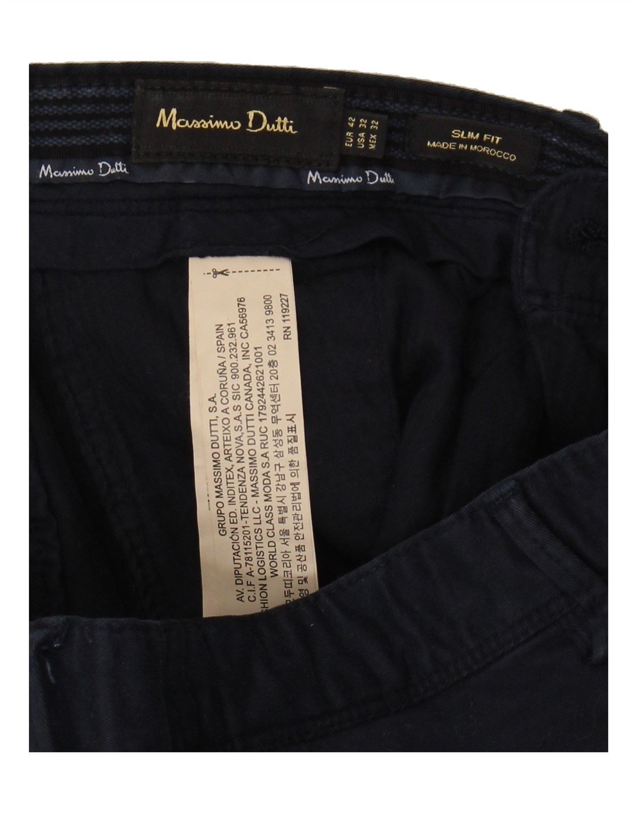 MASSIMO DUTTI Mens Slim Fit Chino Trousers EU 42 Large W32 L33 Navy Blue AD01 thumbnail 3