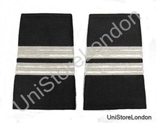 Epaulet Pilot Epaulette Sliders 2 Silver Mylar Bar Flight Engineer Black R1307