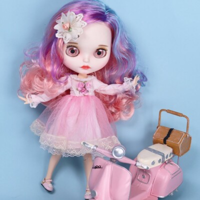 12'' Blythe doll Nude Colored hair customize carved face lips Factory Joint Body