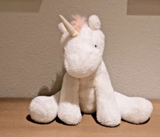 Animal Adventure Eunice Unicorn Horn Pink Mane Tail 15" White Stuffed Animal