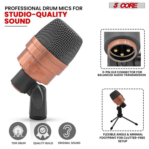 5Core Drum Microphone 7 Piece Drummer Mic Kit Professional Instrument Mics Set - Picture 81 of 85