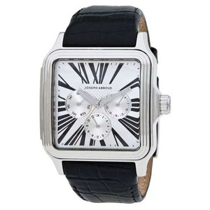 Joseph Abboud 8074 Men S Square Dial Black Leather Band Watch Ebay