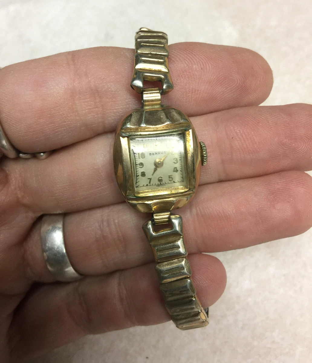 Vintage BENRUS Ladies 10 Kt R.G.P Swiss Wristwatch Analog 17 Jewels Mechanical